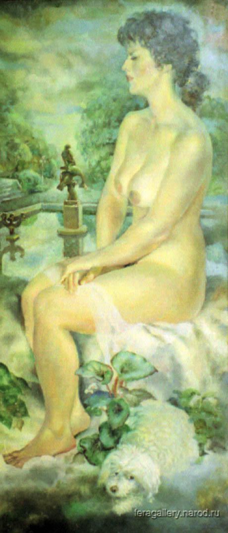  Sitting nude - paintings, oil on canvas