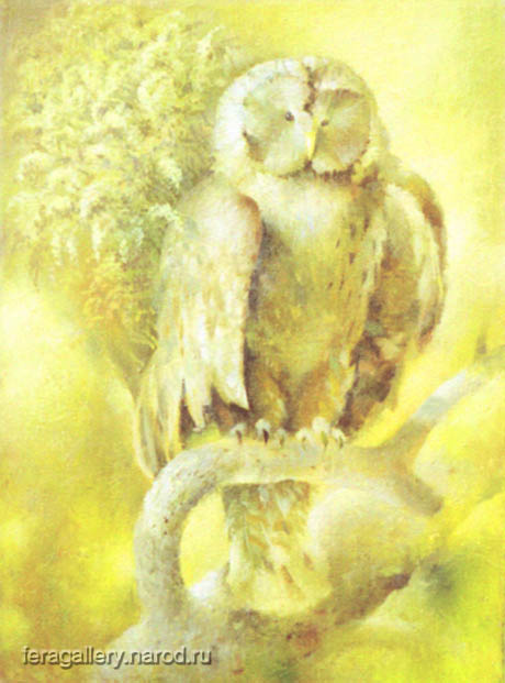 Owl - painting, oil on canvas
